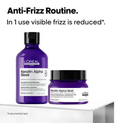 LOREAL PROFESSIONNEL Keratin Alpha Sleek Shampoo 300 ml & Hair Mask 250 ml Frizz Control Combo