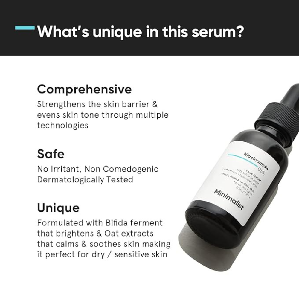 MINIMALIST NIACINAMIDE 5% + HA FACE SERUM 30ML