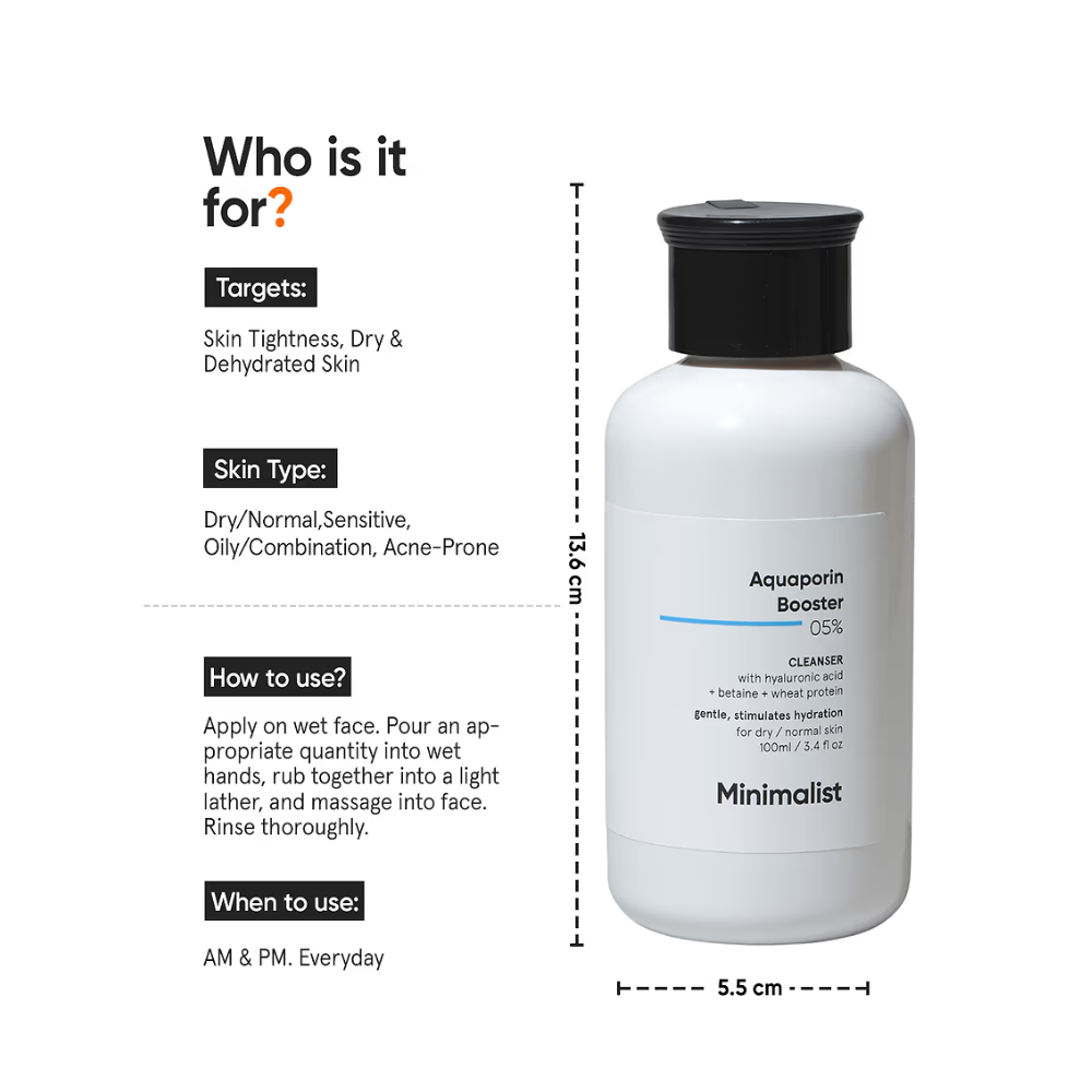 मिनिमलिस्ट एक्वापोरिन बूस्टर 05% क्लींजर 100ml