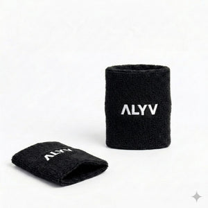 ALYV Sports Wrist Sweatband for Men & Women | Black | Set of 2