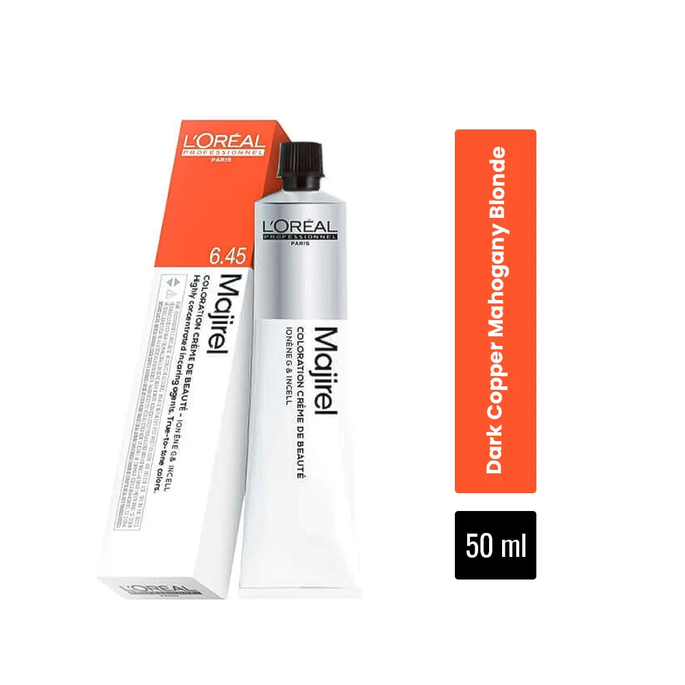Loreal Majirel Hair Color Shade 6.45 Dark Copper Mahogany Blond + 20Vol Developer 1000ml Combo
