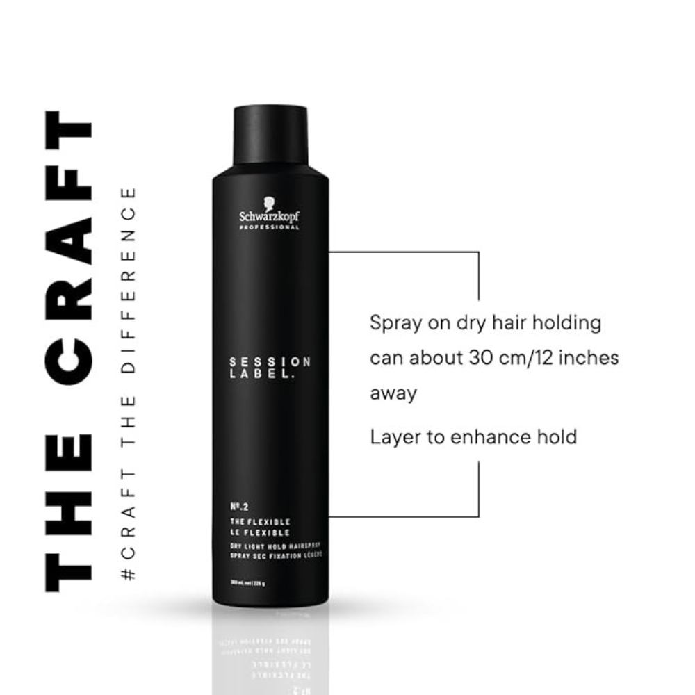 Schwarzkopf Professional Session Label Flexible Hold Hairspray | 300ml, Black