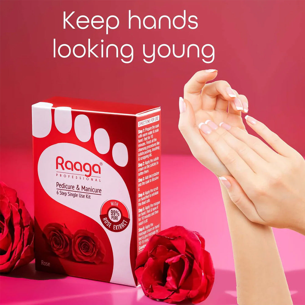 Raaga Professional Rose Pedicure & Manicure 6 Step Single Use Kit 63Gm