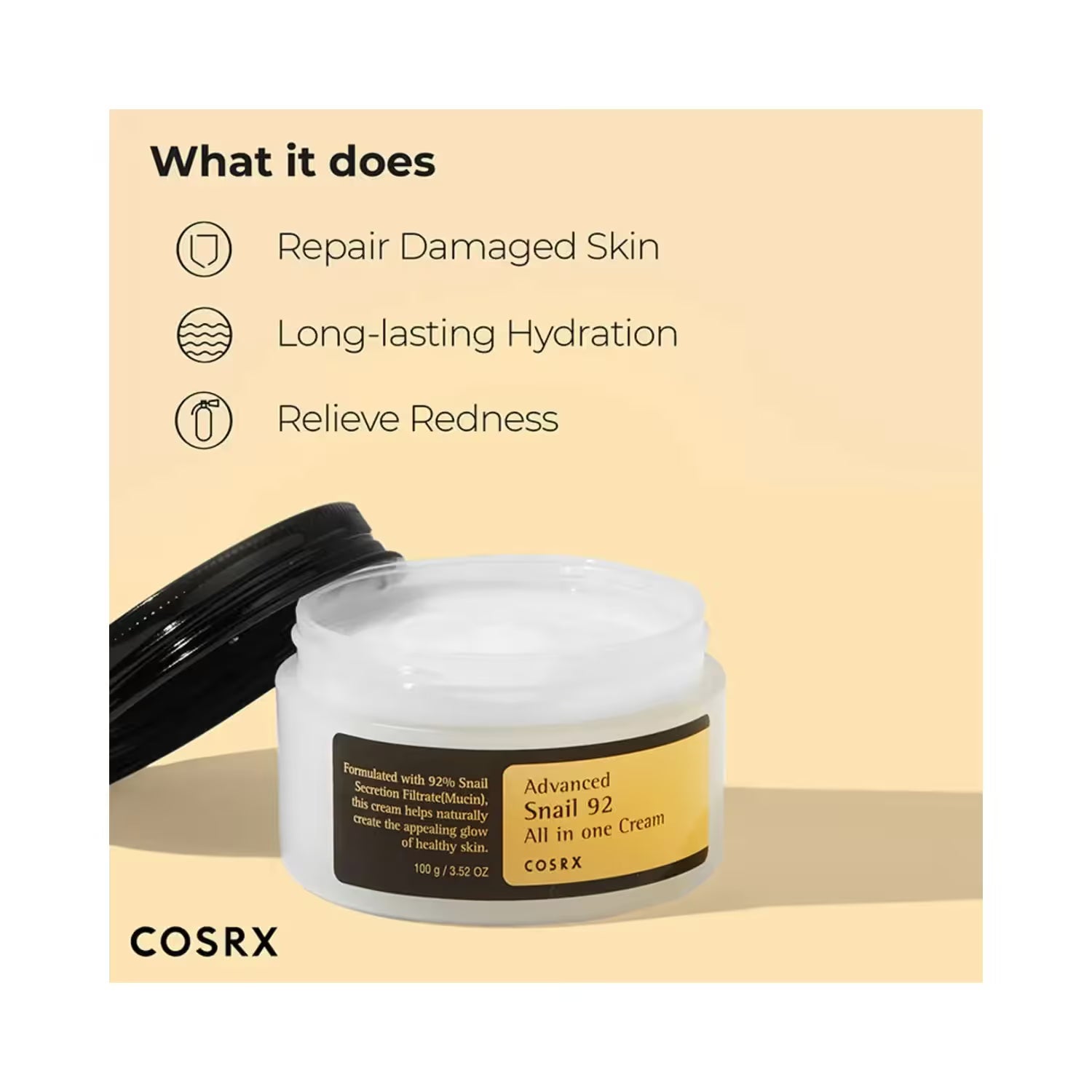 COSRX Advanced Snail Mucin 92 All In One Cream with Hyaluronic Acid-100g