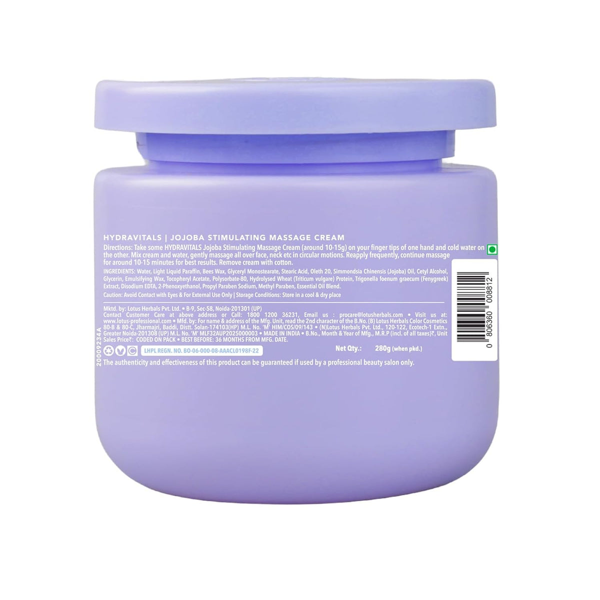 Lotus Professional Hydravitals Jojoba Stimulating Massage Cream,250Gm
