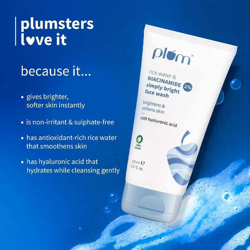 Plum Simply Bright 2% Niacinamide Face Wash with Rice Water 150ml