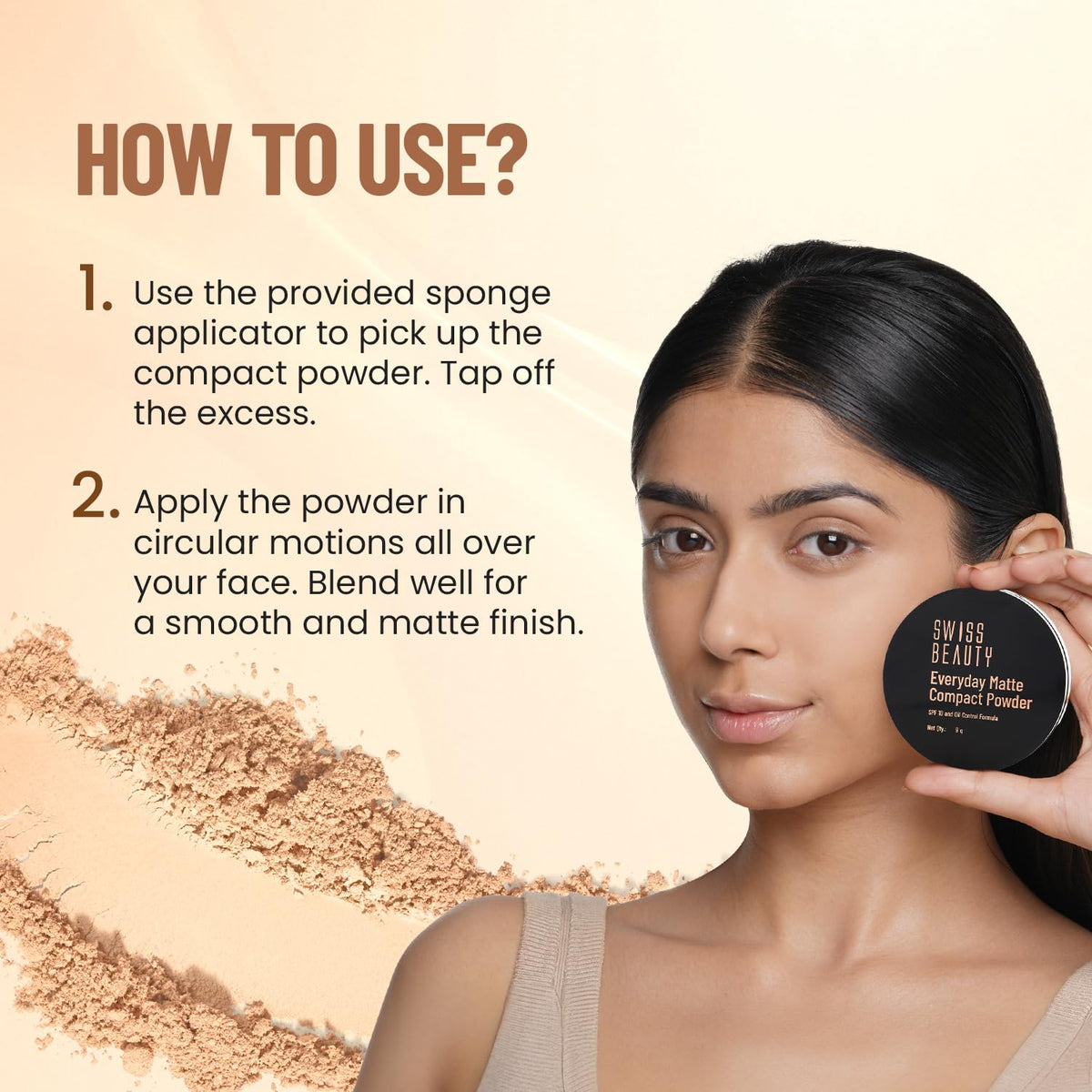 Swiss Beauty Everyday Matte Compact with SPF 10 Shade- 01 Ivory, 9g Pack of 2