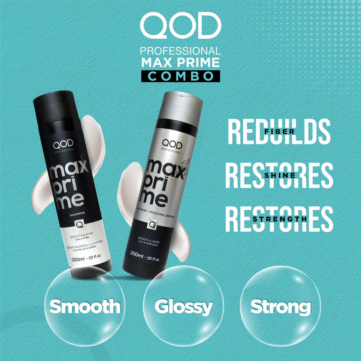 QOD Professional Max Prime After Treatment Shampoo & Hair Mask 300Ml Combo