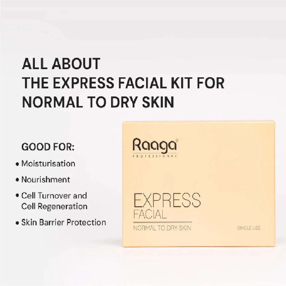 Raaga Professional Express Facial Kit (6 Step Process) Rejuvenates and Revitalises Skin, Improves Skin Texture | Normal To Dry Skin | Pack of 6 (35g X 6)