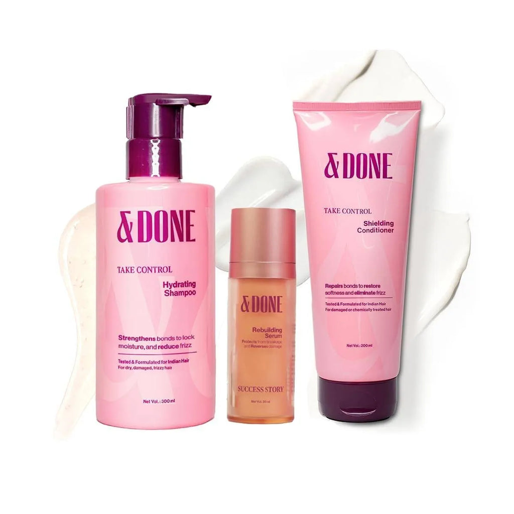 &Done Frizz Repair Kit - Shampoo, Conditioner & Hair Serum for Dry & Frizzy Hair