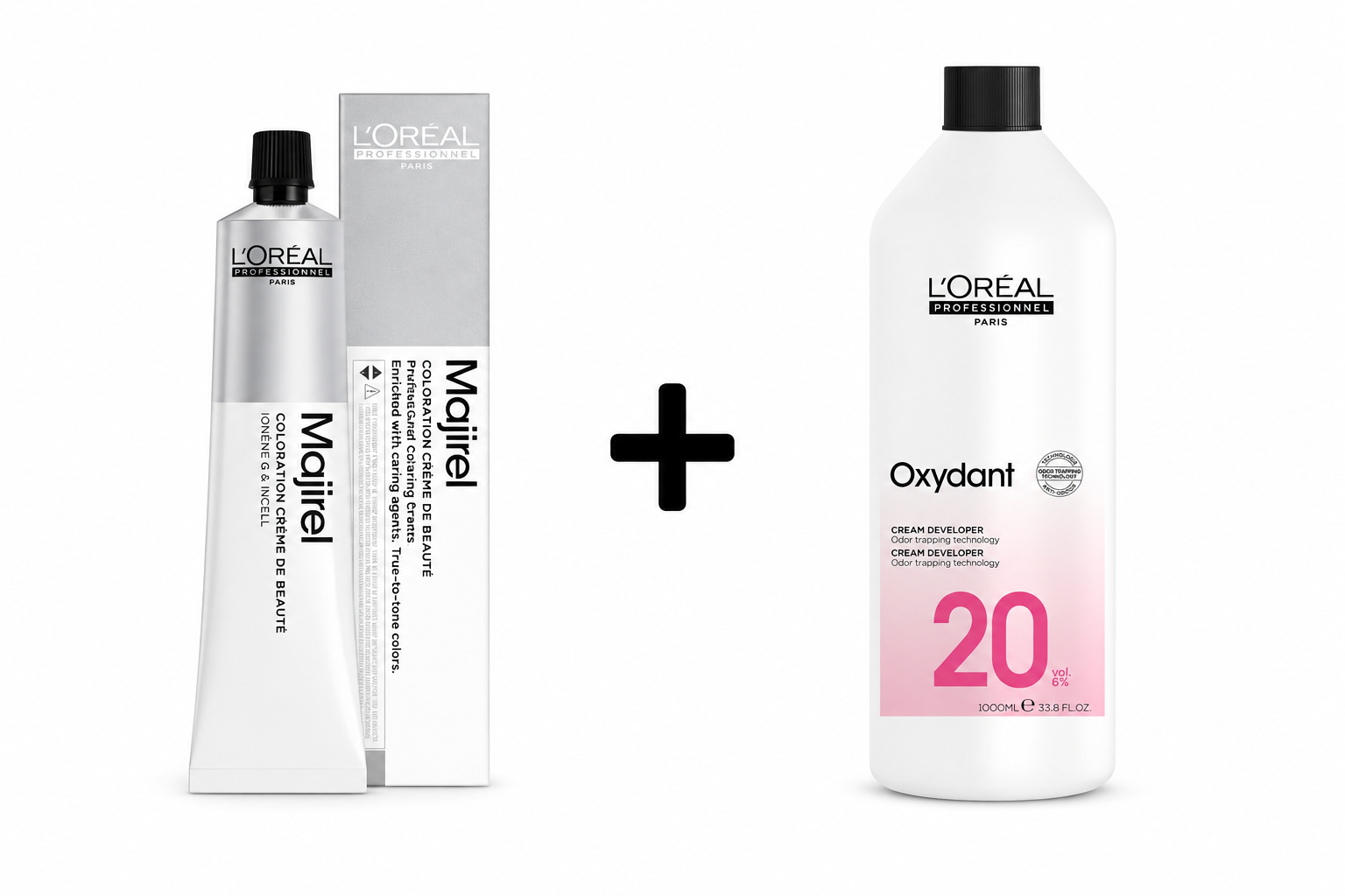 Loreal Majirel Hair Color 60ml  Shade 1 Black + Developer 1000ml Combo