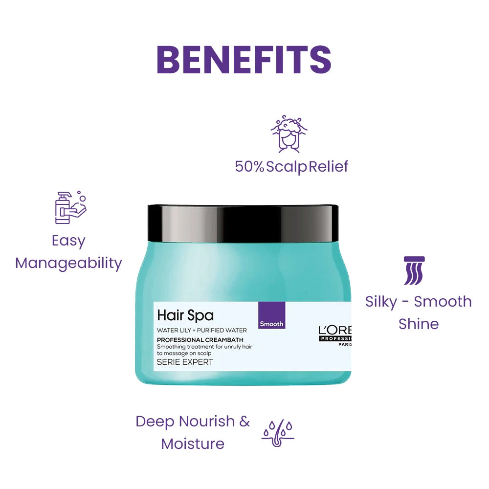 Loreal Hair Spa Smoothing Creambath 490ml + Hydrating Concentrate Combo