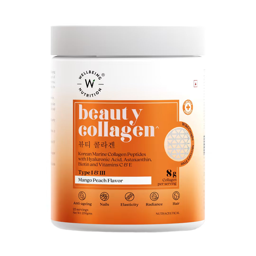 WELLBEING NUTRITION Beauty Korean Marine Collagen Peptides-Mango Peach Flavor-250g