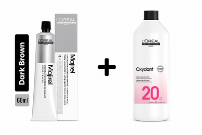 Loreal Majirel Hair Color 60ml  Shade 3.0 Dark Brown + Developer 1000ml Combo