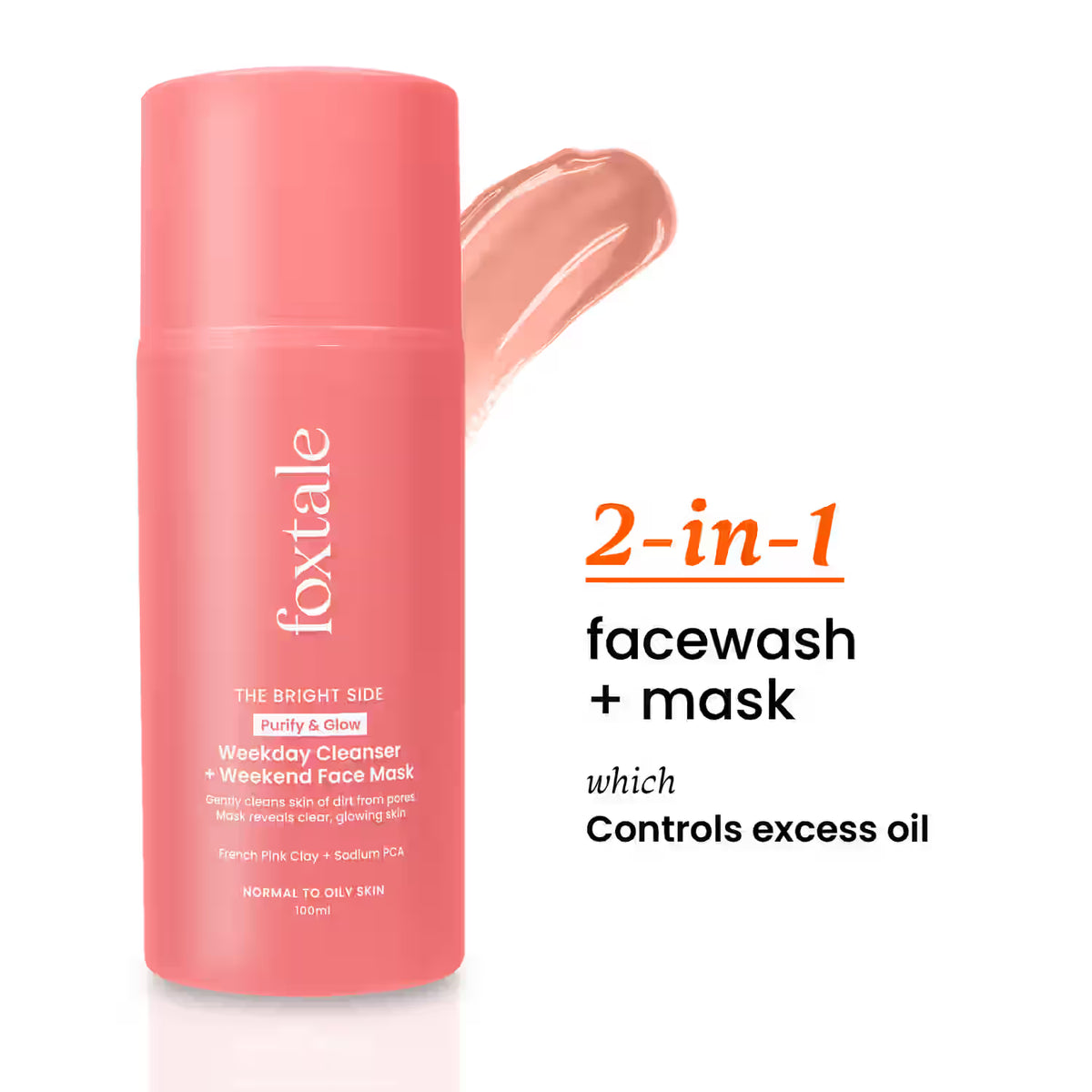 Foxtale Purify & Glow Cleanser + Mask 2 IN 1 -100ML