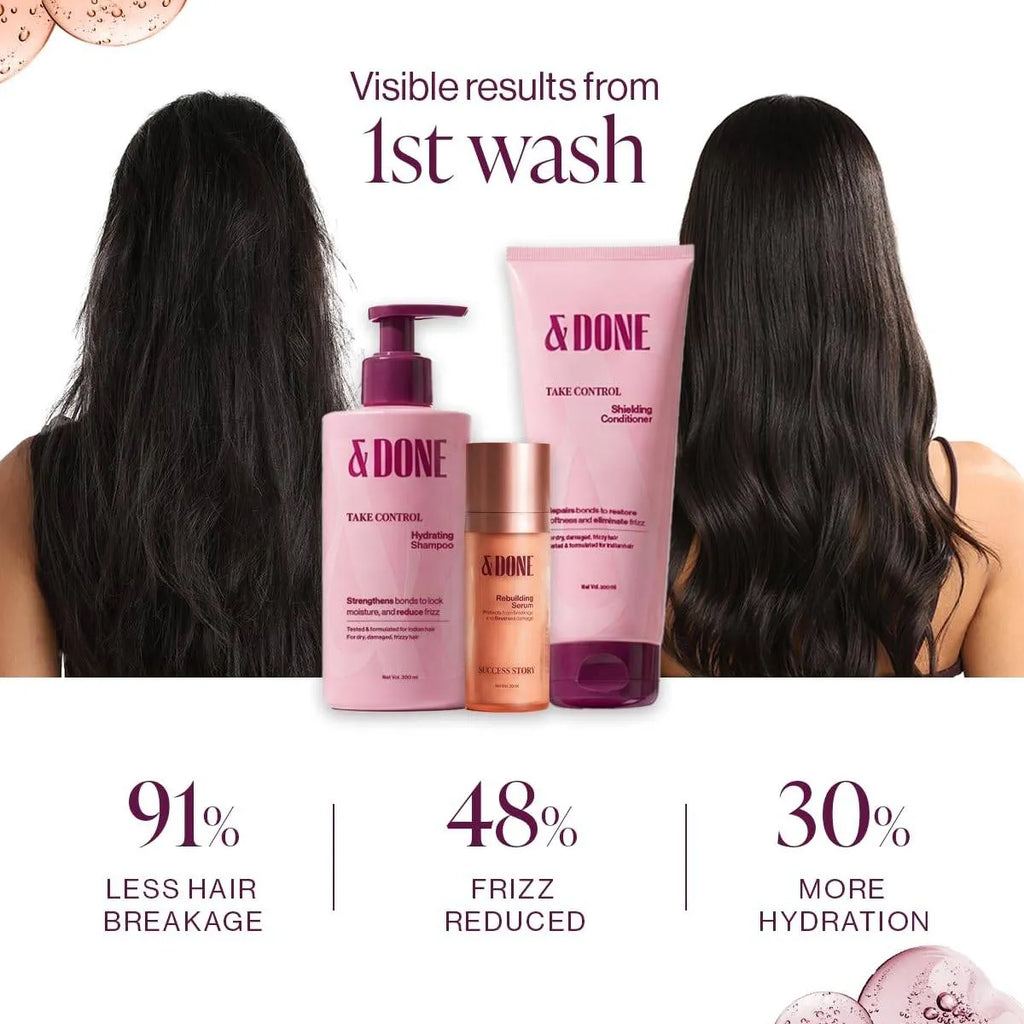 &Done Frizz Repair Kit - Shampoo, Conditioner & Hair Serum for Dry & Frizzy Hair