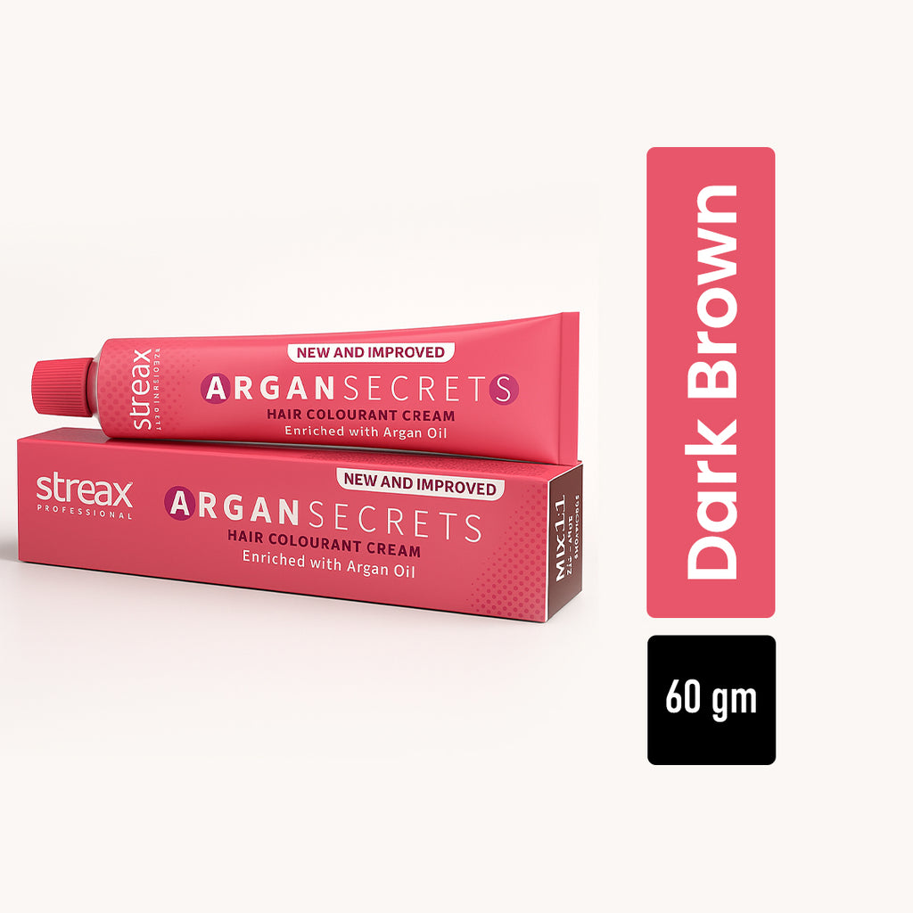 Streax Professional Argan Secrets Hair Colourant Cream - Dark Brown 3, 60Gm_